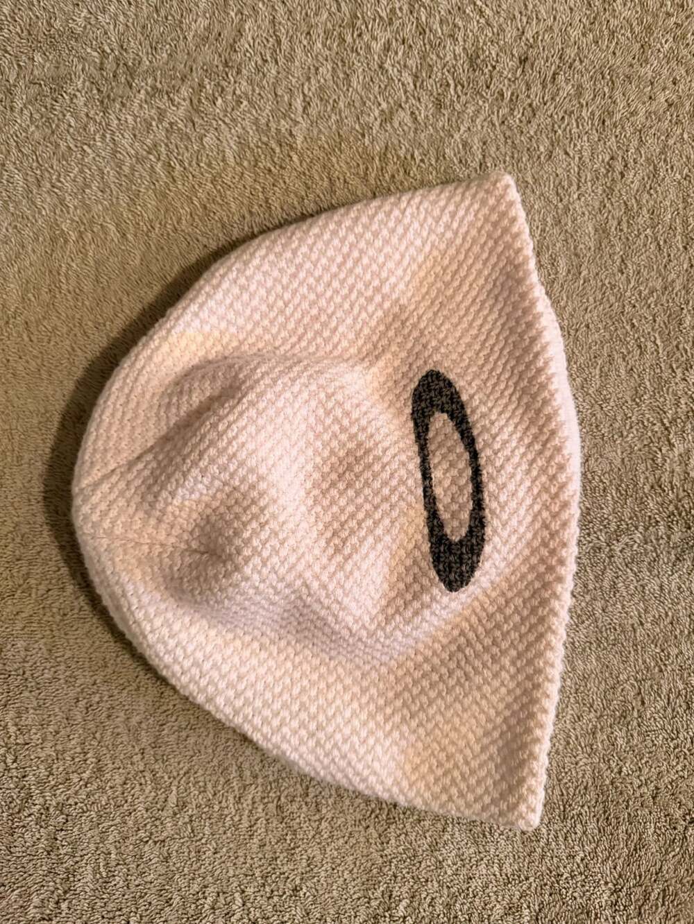 Y2K Vintage Oakley Beanie Hat Off White Embroidered Logo 90S Streetwear